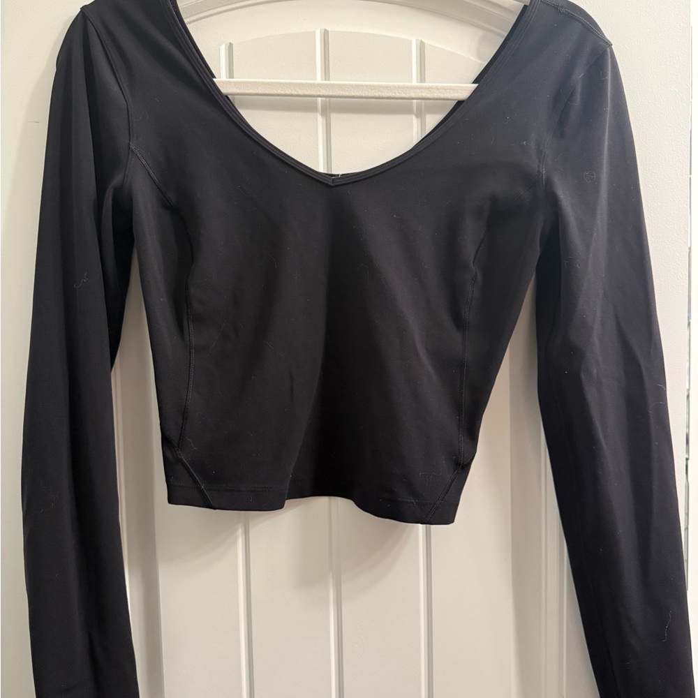 Lululemon Align Black Cropped Long Sleeve Top in Sz 4